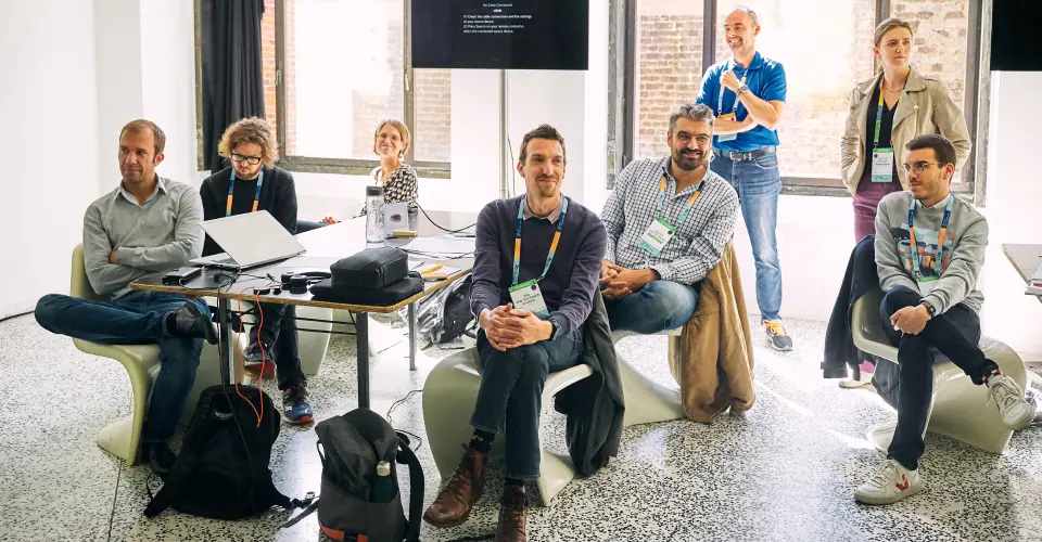 Participants working during the hackathon